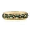 Image 3 : Vintage Solid 14K Yellow Gold Green Enamel Wide Band Ring & X Shape Pave Diamond