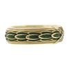Image 4 : Vintage Solid 14K Yellow Gold Green Enamel Wide Band Ring & X Shape Pave Diamond