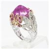 Image 1 : 18k Gold Sugarloaf Lab Grown Pink Sapphire & Diamond Butterfly Cocktail Ring