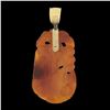 Image 3 : Vintage 33.4x18.1mm Carved Orange Brown Jade Charm Pendant w/ 14K Gold Bail