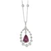 Image 2 : 18K White Gold 4.12 ctw GIA Pear Ruby & Diamond Halo Pendant By the Yard Necklac