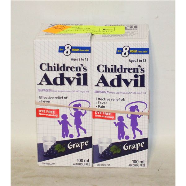 (2) NEW SEALED CHILDRENS ADVIL DYE FREE