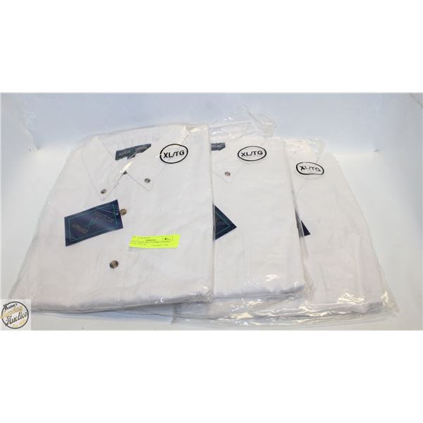 #3192- 3 NEW MEN’S SHIRTS WHITE COLOR SIZE XL