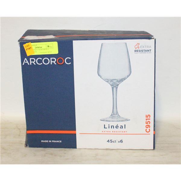 NEW 6 ARCOROC HIGH IMPACT WINE GLASSES