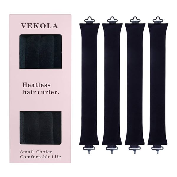 NEW 4PCS HEATLESS HAIR CURLER BLACK BLOWOUT RODS