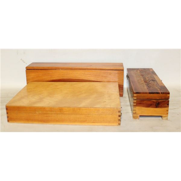 LOT OF 3 VINTAGE WOODEN TRINKET BOXES