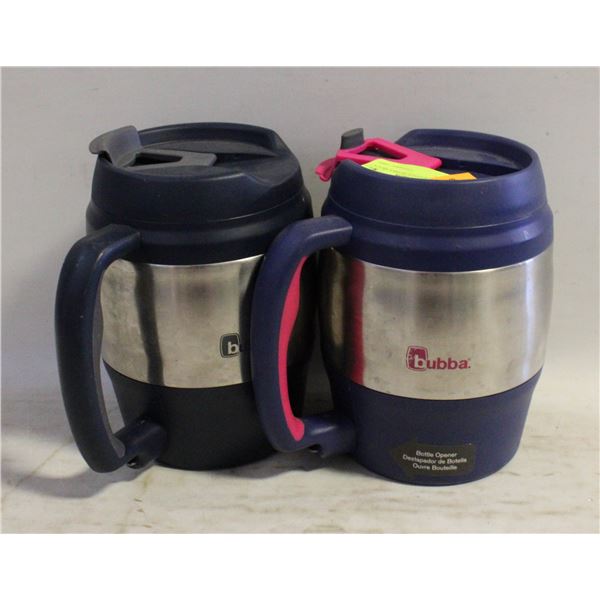 2 THERMOS STYLE BUBBA MUGS + BUILT IN
