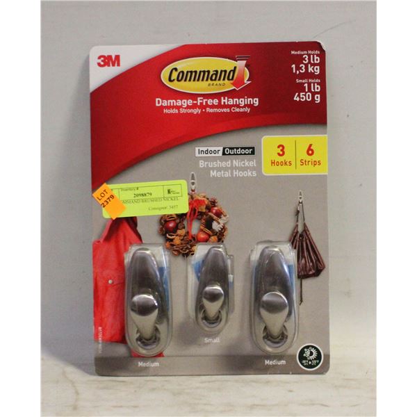 NEW COMMAND BRUSHED NICKEL HOOKS