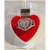 Image 1 : HEART RING BAND WITH CRYSTALS SIZE 8