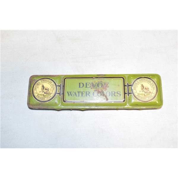 1930S DEVOE WATER COLORS TIN