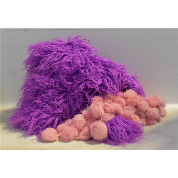 AUTHENTIC FUR SCARF & FAUX FUR PLUM PURPLE