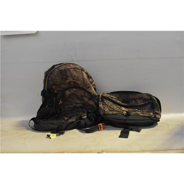 MOSSY OAK BACKPACK + YUKON GEAR WAIST PACK CAMO