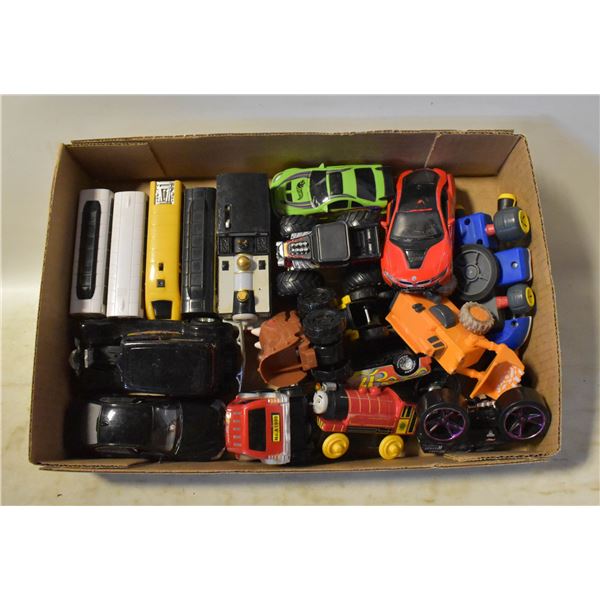 FLAT OF MED SIZE DIE CAST CARS AND TRAINS