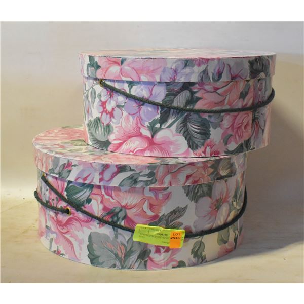 VINTAGE ROUND FLORAL STORAGE BINS
