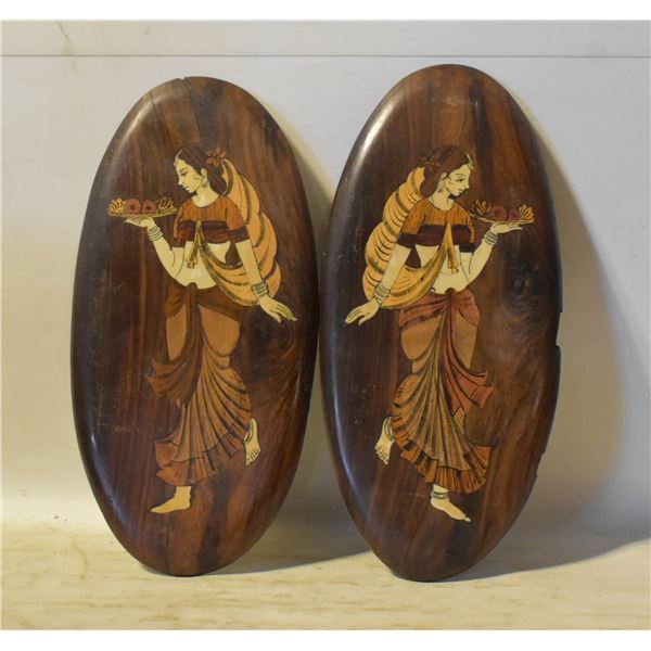 PAIR OF VINTAGE WOODEN WALL DISPLAYS