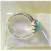 Image 1 : 7)  SIZE 7.5 SILVER TONE WITH OVAL TURQUOISE