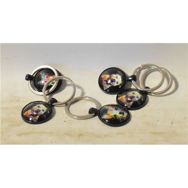 SET OF 6 NEW DOG KEY RINGS