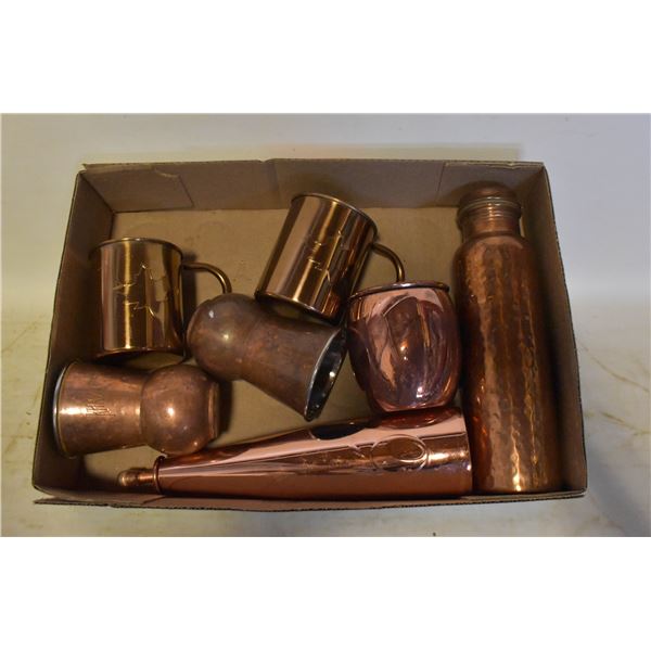 COPPER MUGS, FLASK, THERMOS & OILER