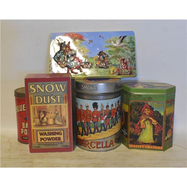 ANTIQUE & VINTAGE TINS ALL TOGETHER-ESTATE