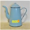 Image 1 : VINTAGE ENAMEL COFFEE POT, ROBIN EGG BLUE