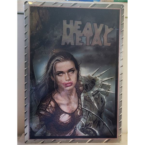 36)  TIN HEAVY METAL IMAGE, 18" X 12".