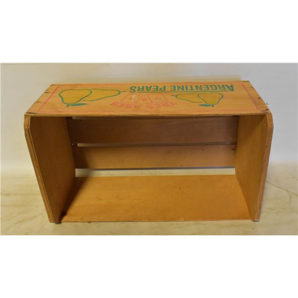 ARGENTINE PEARS WOOD CRATE BOX, 20"W X 9.5H X 12"