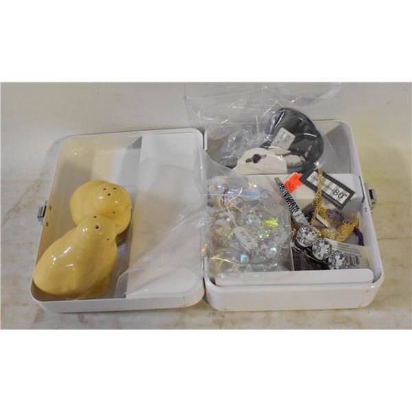 CASE WITH JEWELLERY, SUN CATCHING CRYSTALS & MORE