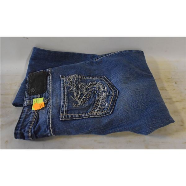 LADIES SILVER JEANS 31W/37