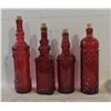 Image 1 : SET OF VINTAGE RUBY RED GLASS BOTTLE DECANTERS