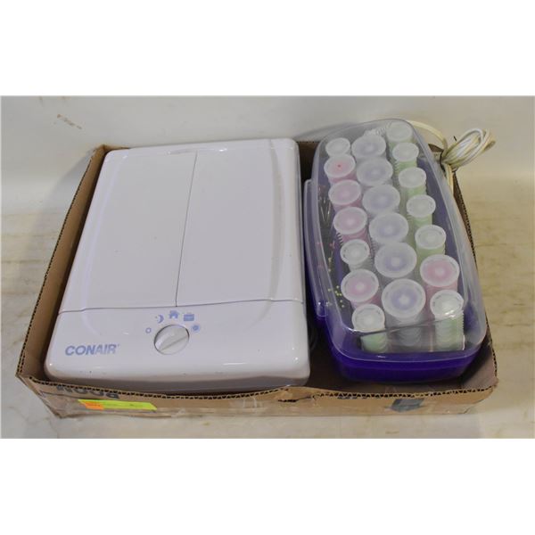 CONAIR LIGHTED MAKEUP MIRROR AND HOT CURLERS