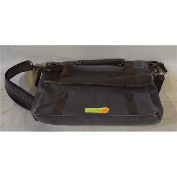 VASCHY MESSENGER CANVAS LEATHER BAG