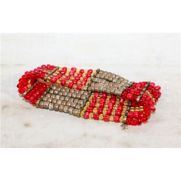 RED & BROWN BEADED BRACELET