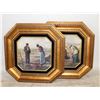 Image 1 : TWO OCTAGON VINTAGE PICTURE FRAMED ART