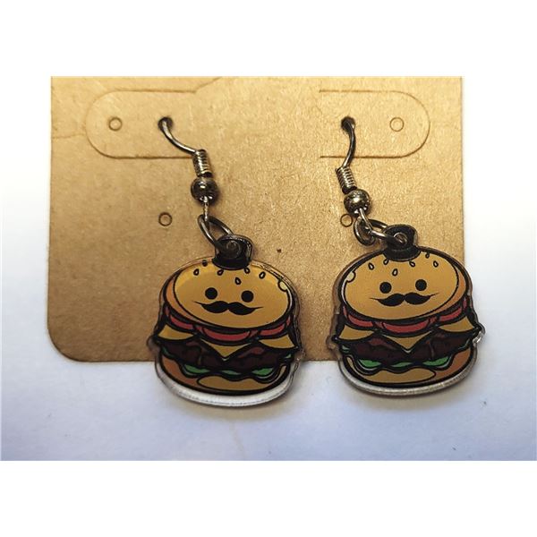 19)  SET OF "MR.  HAMBURGER" DROP EARRINGS.