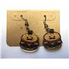 Image 1 : 19)  SET OF "MR.  HAMBURGER" DROP EARRINGS.