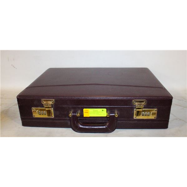 VINTAGE LEATHER BRIEFCASE W/COMBINATION LOCK
