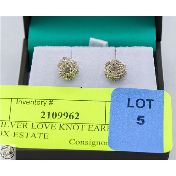 925 SILVER LOVE KNOT EARRINGS IN BOX-ESTATE
