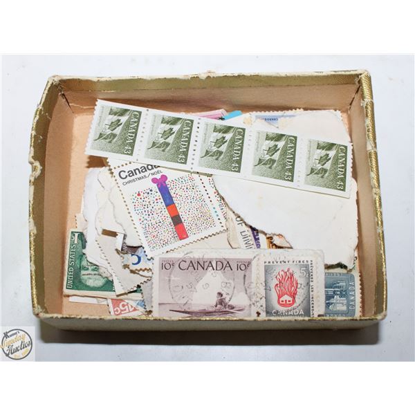 BOX OF USED AND UNUSED COLLECTOR STAMPS