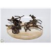 Image 1 : BRASS EGYPTIAN CHARIOTS FIGURE ON MARBLE BASE