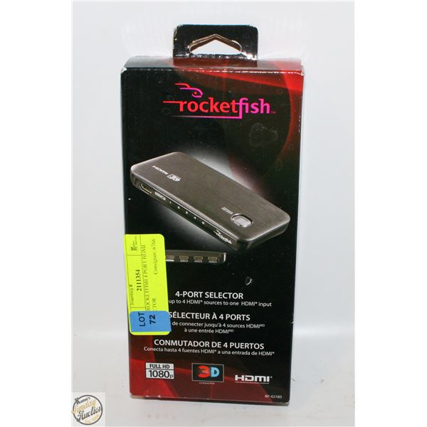 NEW ROCKETFISH 4 PORT HDMI SELECTOR