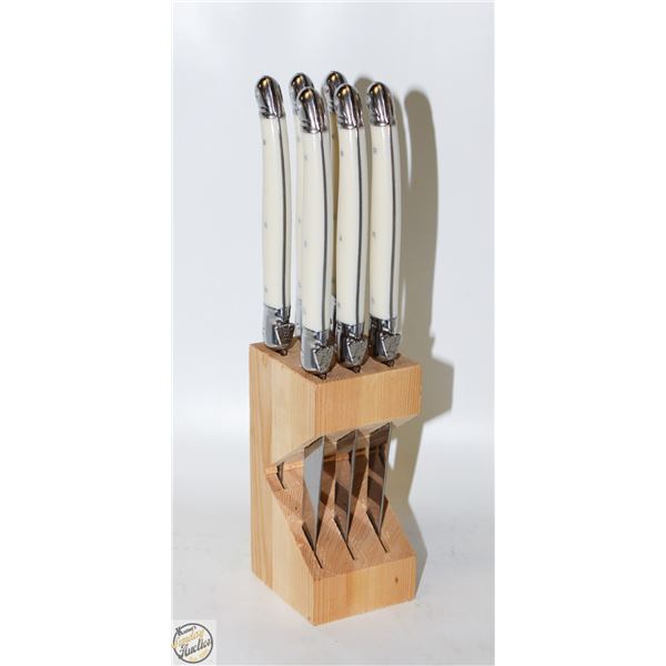 6 LAGUIOLE FRANCE STEAK KNIVES. 100% MADE IN