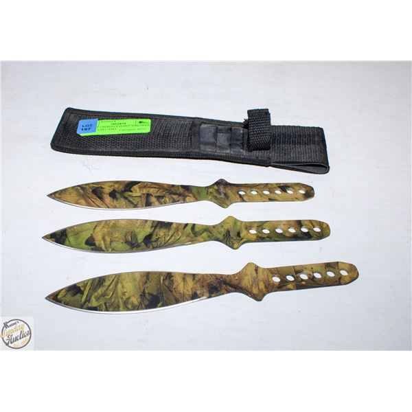 SET OF 3 PERFECT POINT THROWING KNIVES IN CAMO