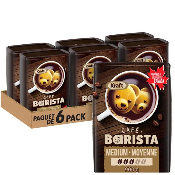 NEW W BOX 6 X 900G KRAFT CAFE BARISTA MEDIUM ROAST
