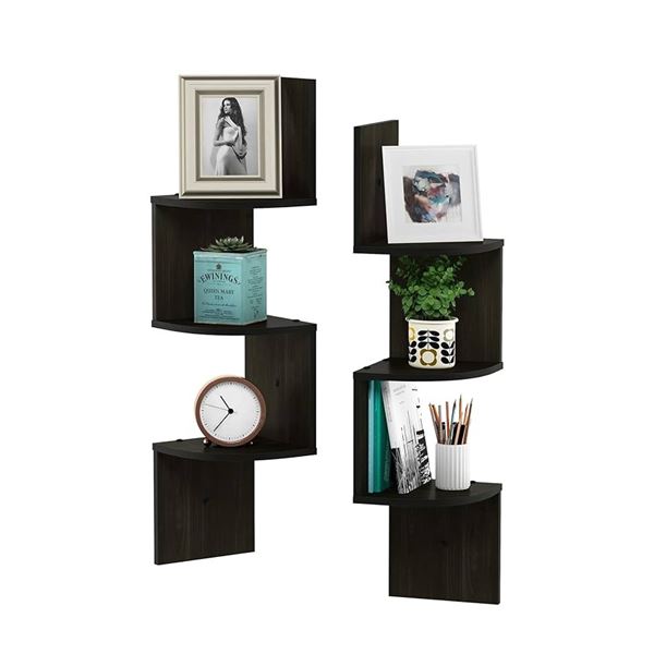 NEW W/BOX 3-TIER FURINNO ROSSI WALL CORNER SHELF
