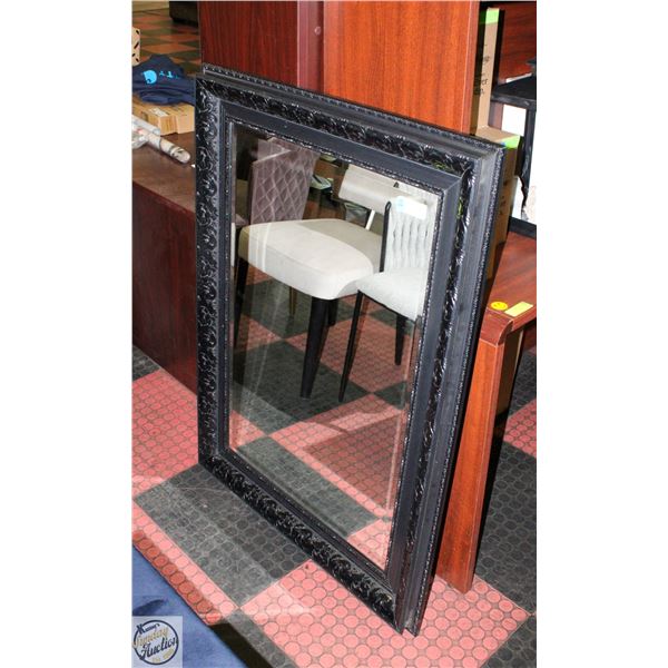 LARGE BLACK ORNATELY FRAMED MIRROR 32.5" X 44.5"