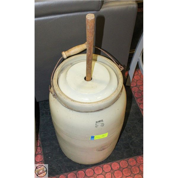 ANTIQUE MEDALTA MEDICINE HAT BUTTER CHURN CROCK