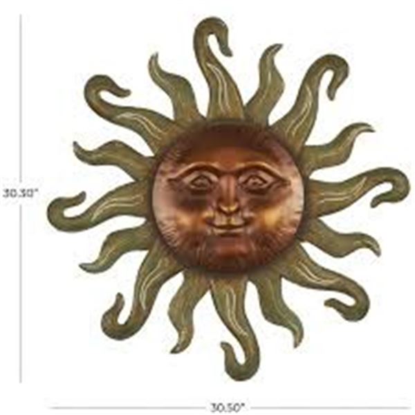 NEW DECO 79 METAL SUN HOME WALL DECOR SMILING FACE