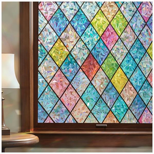 NEW COAVAS STAINED GLASS WINDOW COVERING 60 X 90CM