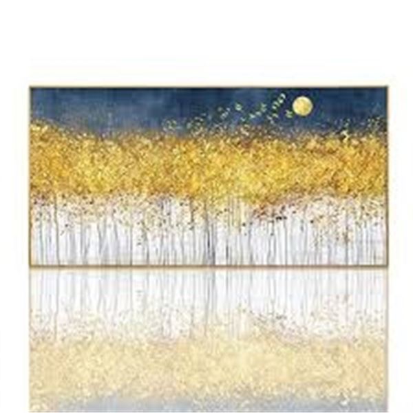 BRAND NEW CANVAS WALL ART BLUE GOLD TREE 24 X 48"