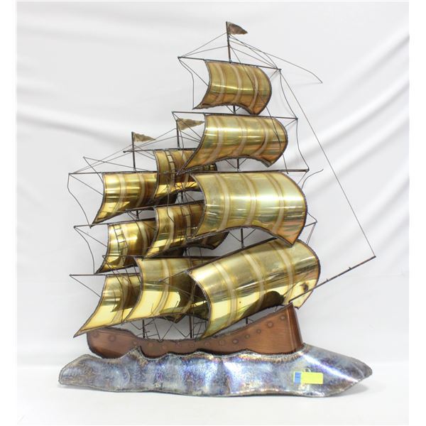 LARGE MID-CENTURY SHIP BRUTALIST WALL ART